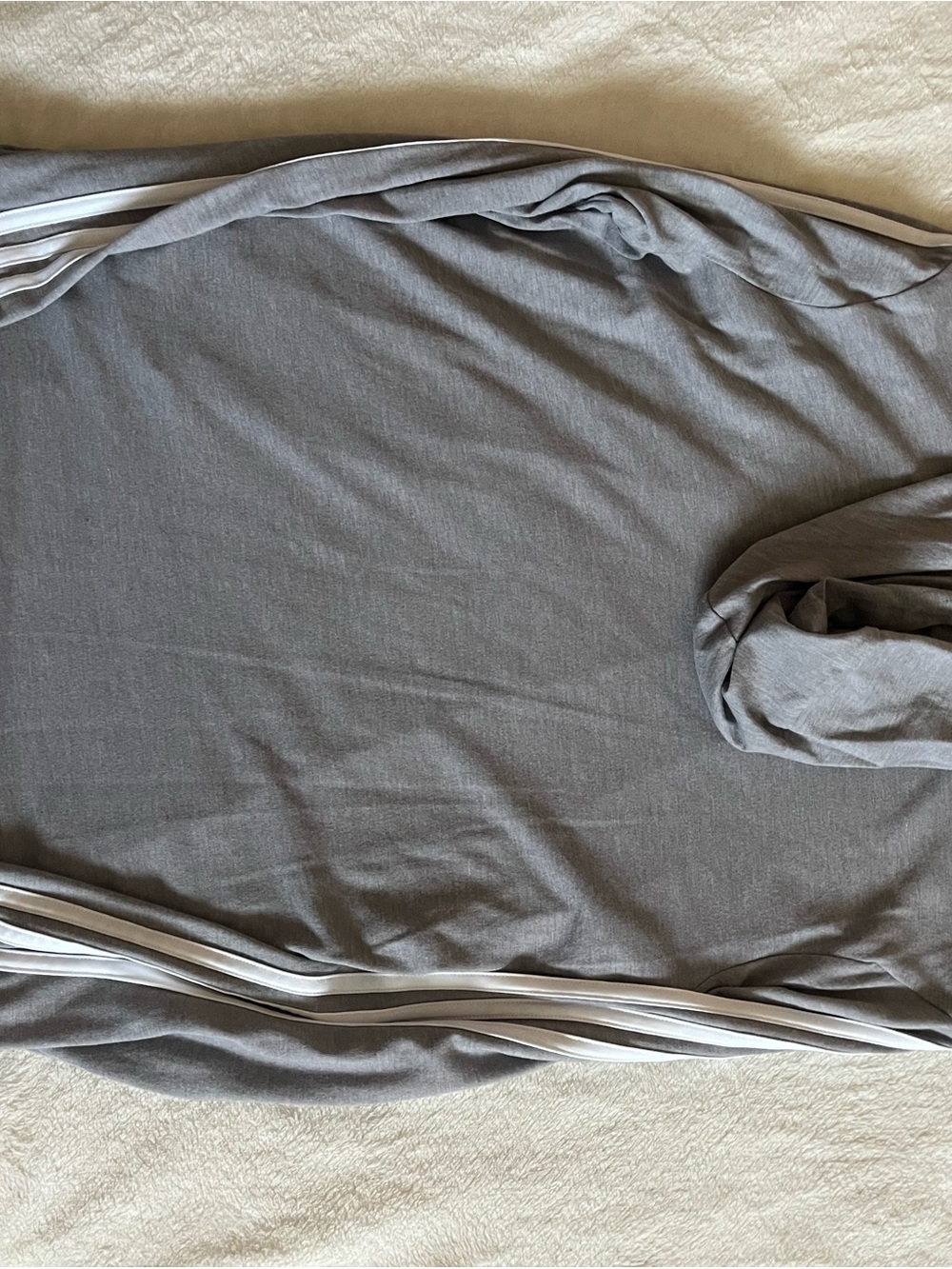 Adidas Men’s Gray Hooded Long-Sleeve Sweater with Stripe Detail - Picture 2 of 2